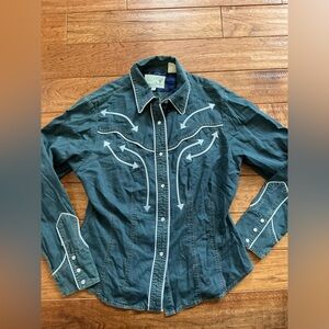 Roper Gray Button Down, Pearl Snaps, Large